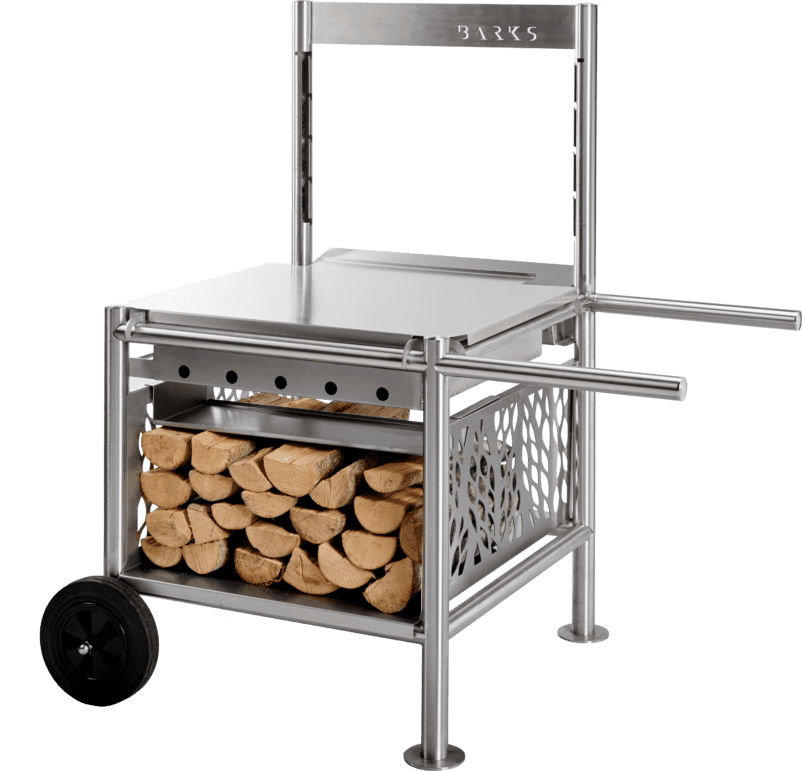 Barbecue de luxe - Rangement bois et roulettes